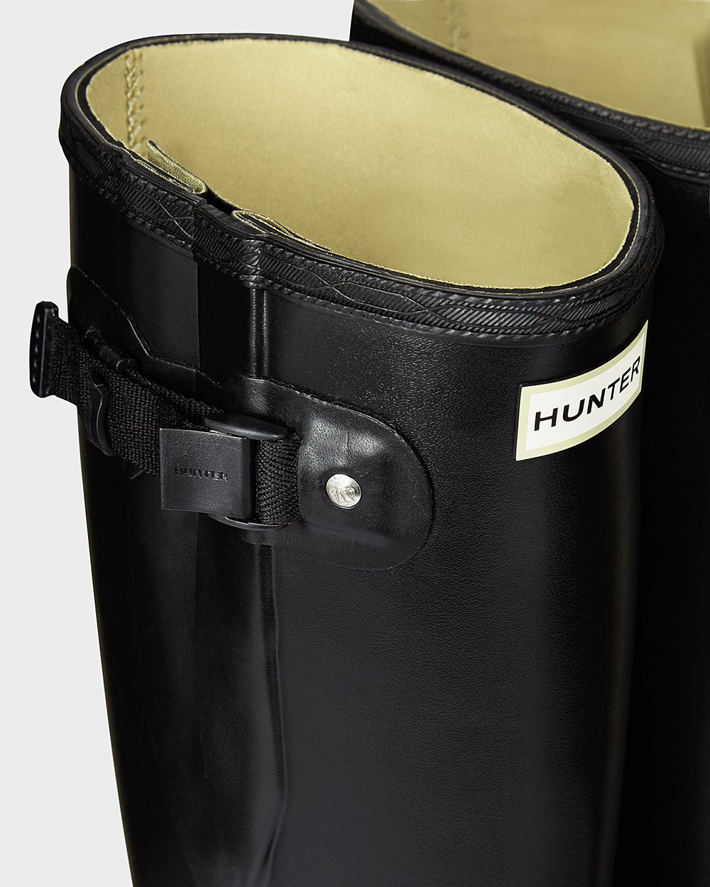 Mens Tall Rain Boots - Hunter Norris Field Side Adjustable Neoprene Lined (56VMPNGIY) - Black